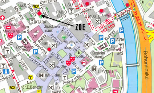 Mapka: Prodejna pe�iva SEVAL na Po�tovn� ulici v centru Ostravy