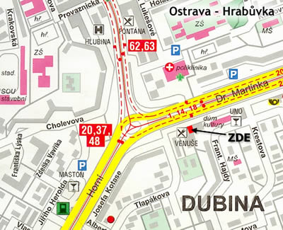 Mapka: Prodejna pečiva SEVAL v obchodním areálu Venuše v Ostravě-Hrabůvce